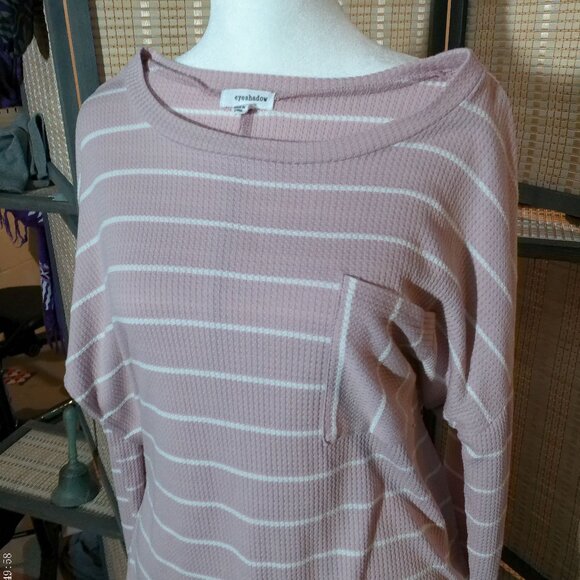 Eyeshadow Long Sleeve Thermal Style Scoop Neck Knit Top - Picture 1 of 6